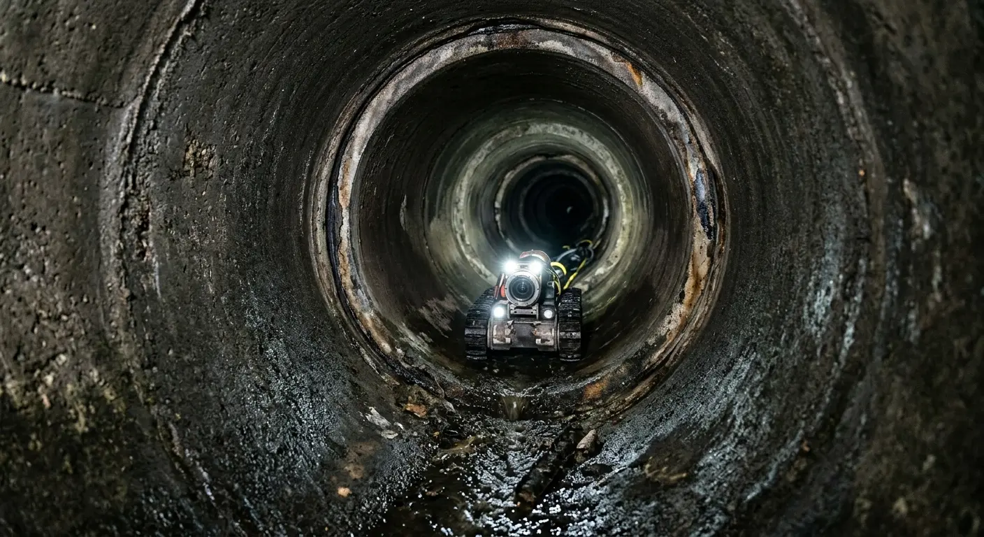 Robotic sewer camera inspecting pipe interior for Sewer Line Repair in Auburn